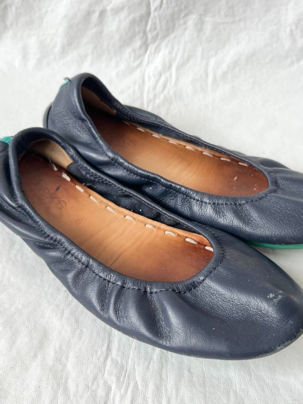 Tieks ballet flats navy blue leather slip on shoes ballerina shoe matte size 6